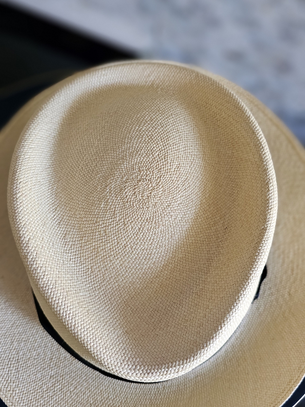 Classic Montecristi  NEWT  Panama Fedora Hat with Black Band - Tan New Whit Box - Picture 3 of 12